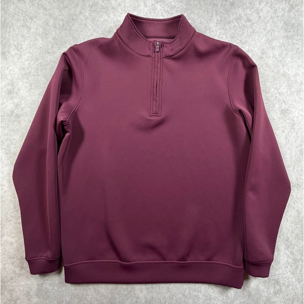 USA Palm Mens Medium Infinity Quarter Zip Pullover Wine Stretch Golf Performance